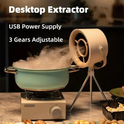 New Portable Desktop Exhaust Fan Small Kitchen Hood Extractor Barbecue USB Charging Desktop Range Hoods Mini Suction Cooker Hood Kitchen Gadgets